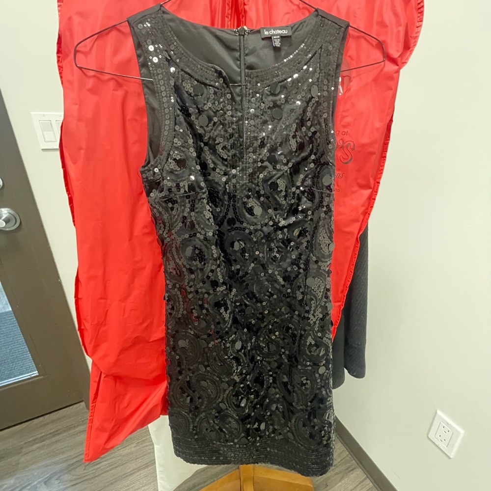 La Femme Black Sequin Dress